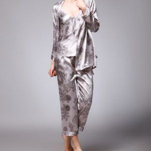 Grey dragon satin pajama set